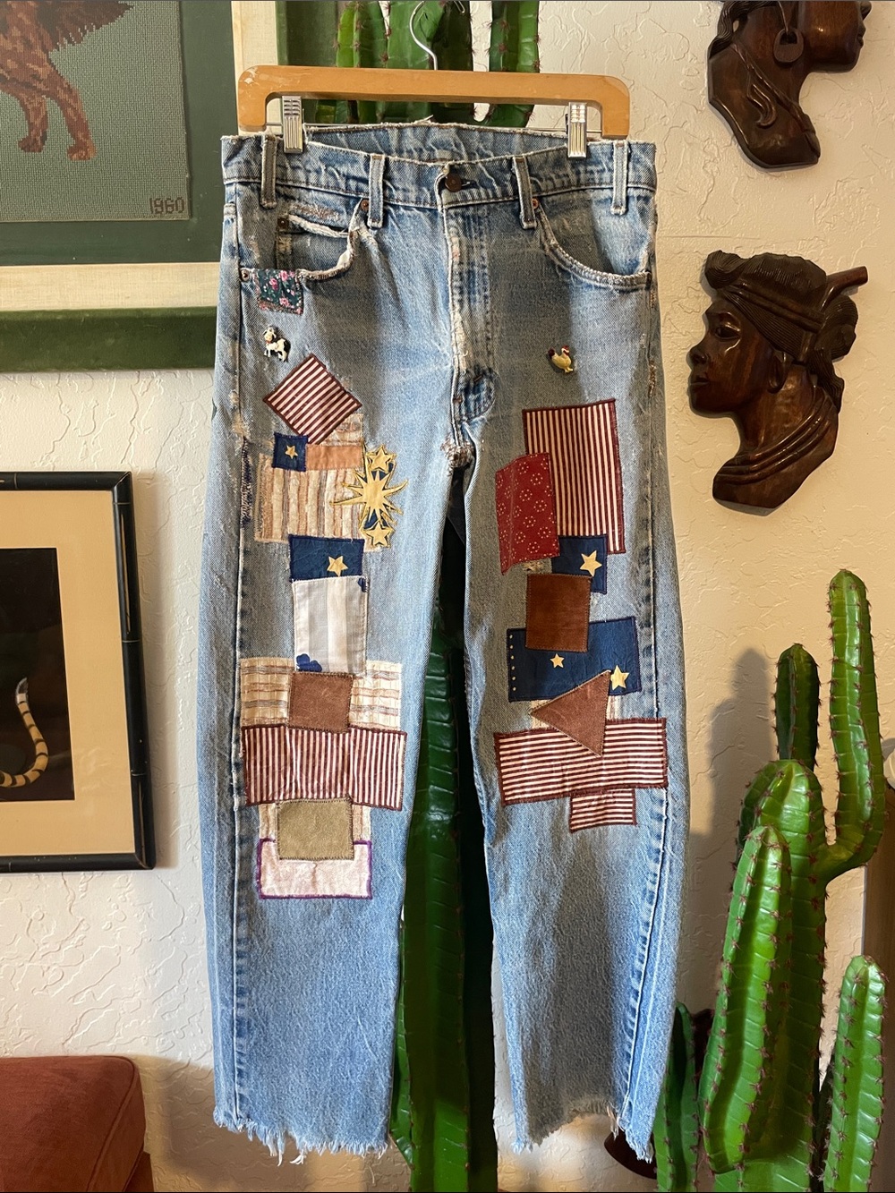 Vintage Orange Tab Patchwork Levi’s 34 x 31